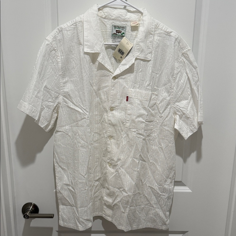 Levi's Textured White Casual Button Down Shirt